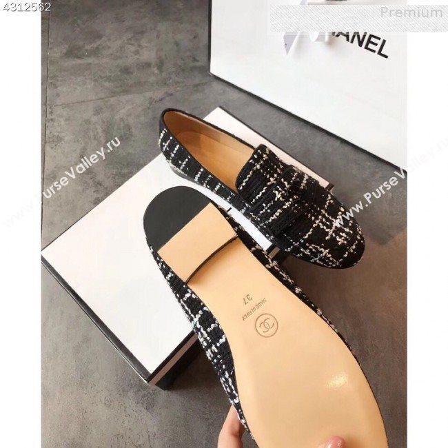 Chanel Tweed Flat Loafers Black 2019 (EM-9080727)