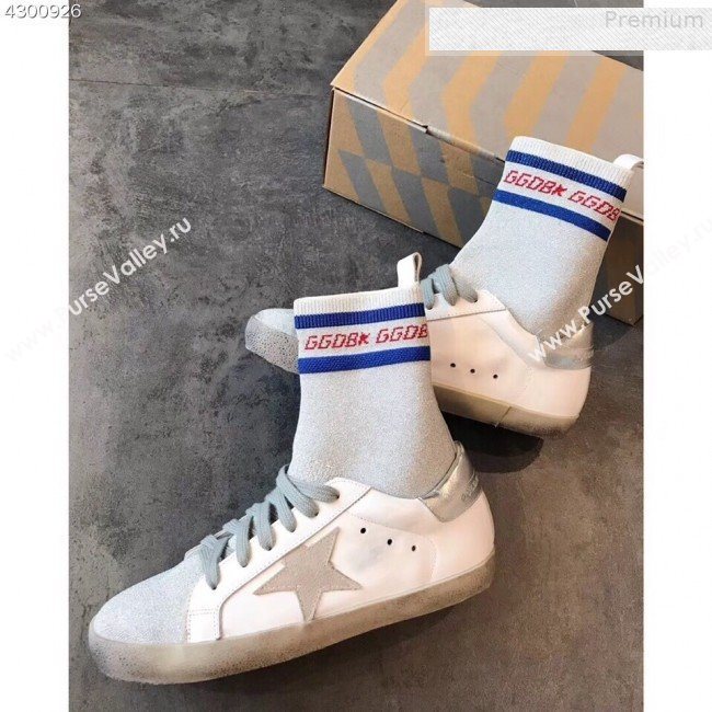 Golden Goose GGDB Star Sock Sneaker Boots White/Silver Tail 2019 (EM-9080731)