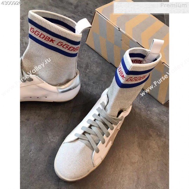 Golden Goose GGDB Star Sock Sneaker Boots White/Silver Tail 2019 (EM-9080731)