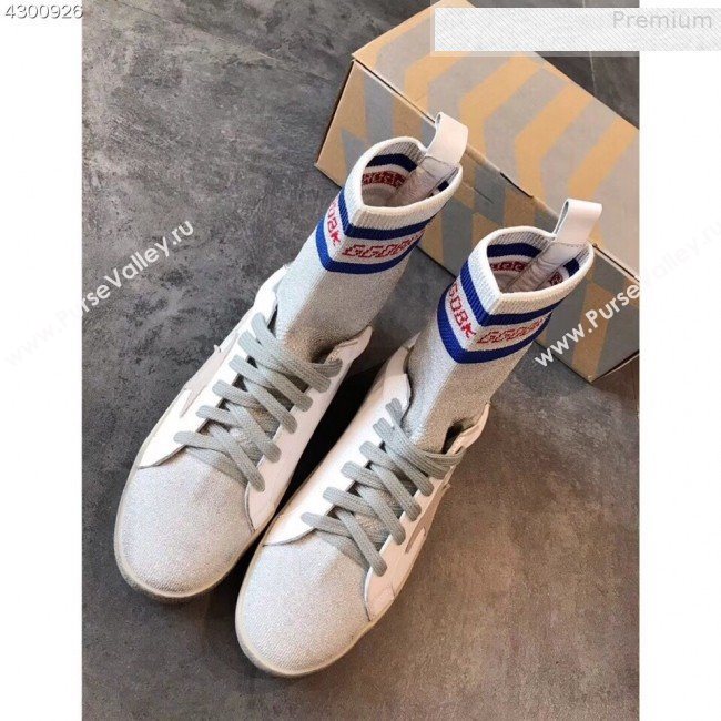 Golden Goose GGDB Star Sock Sneaker Boots White/Silver Tail 2019 (EM-9080731)