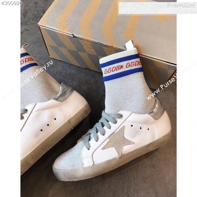 Golden Goose GGDB Star Sock Sneaker Boots White/Silver Tail 2019 (EM-9080731)