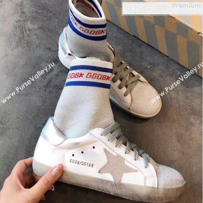 Golden Goose GGDB Star Sock Sneaker Boots White/Silver Tail 2019 (EM-9080731)