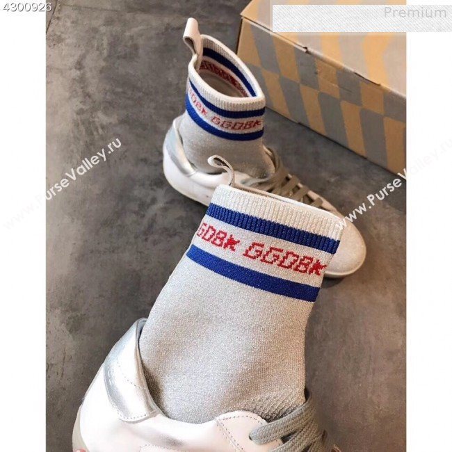 Golden Goose GGDB Star Sock Sneaker Boots White/Silver Tail 2019 (EM-9080731)