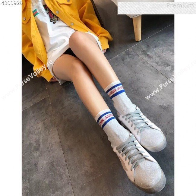 Golden Goose GGDB Star Sock Sneaker Boots White/Silver Tail 2019 (EM-9080731)