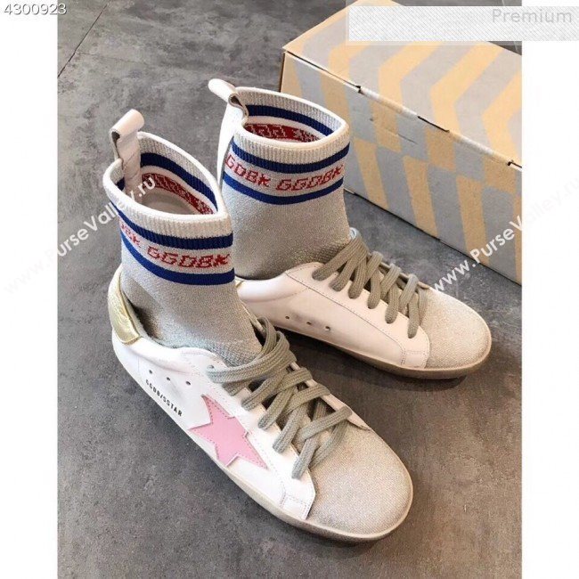 Golden Goose GGDB Star Sock Sneaker Boots White/Gold Tail 2019  (EM-9080733)