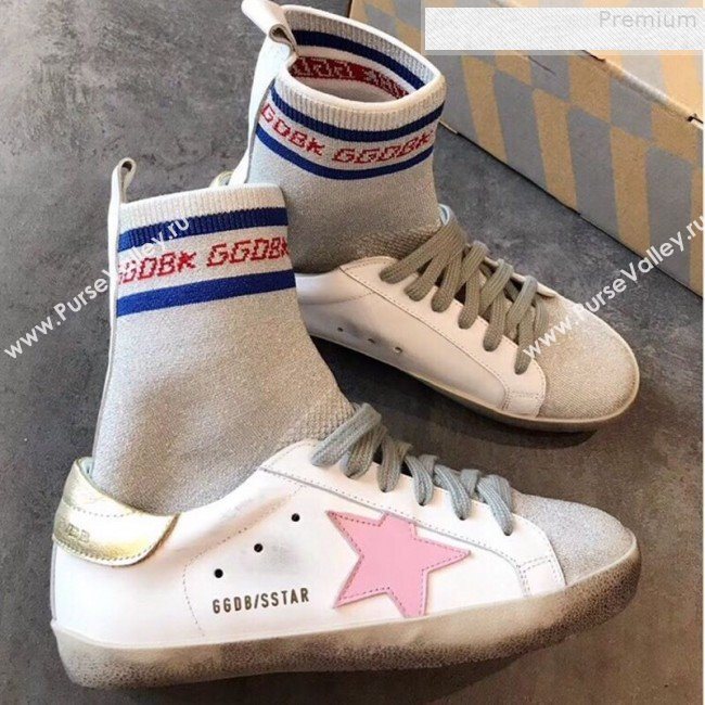 Golden Goose GGDB Star Sock Sneaker Boots White/Gold Tail 2019  (EM-9080733)