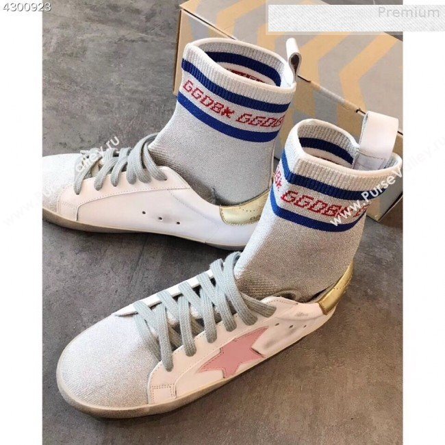 Golden Goose GGDB Star Sock Sneaker Boots White/Gold Tail 2019  (EM-9080733)