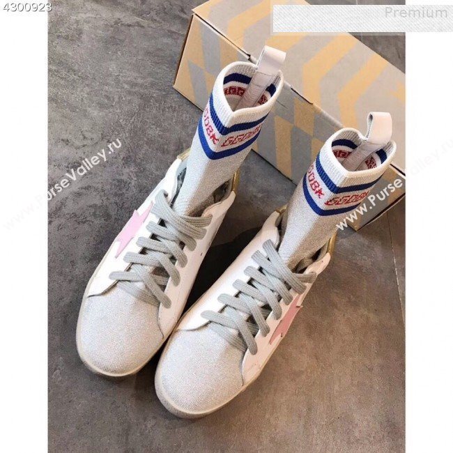 Golden Goose GGDB Star Sock Sneaker Boots White/Gold Tail 2019  (EM-9080733)