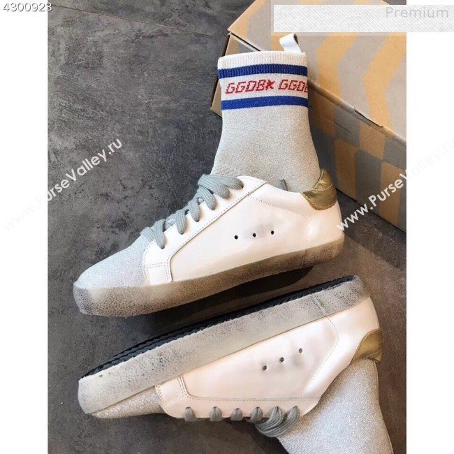 Golden Goose GGDB Star Sock Sneaker Boots White/Gold Tail 2019  (EM-9080733)