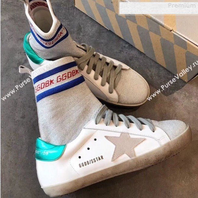 Golden Goose GGDB Star Sock Sneaker Boots White/Green Tail 2019 (EM-9080734)