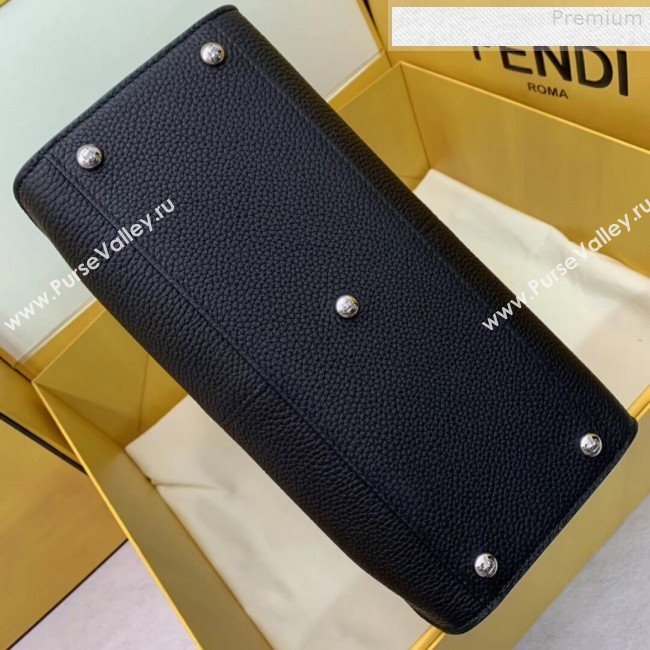 Fendi Peekaboo X-Lite Medium Grained Leather Top Handle Bag Black/Yellow 2019 (AFEI-9080942)