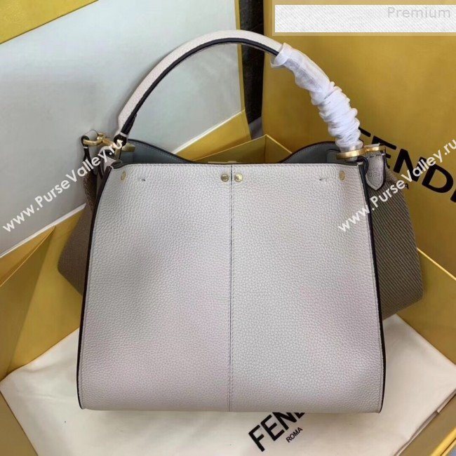 Fendi Peekaboo X-Lite Medium Grained Leather Top Handle Bag Grey 2019 (AFEI-9080945)