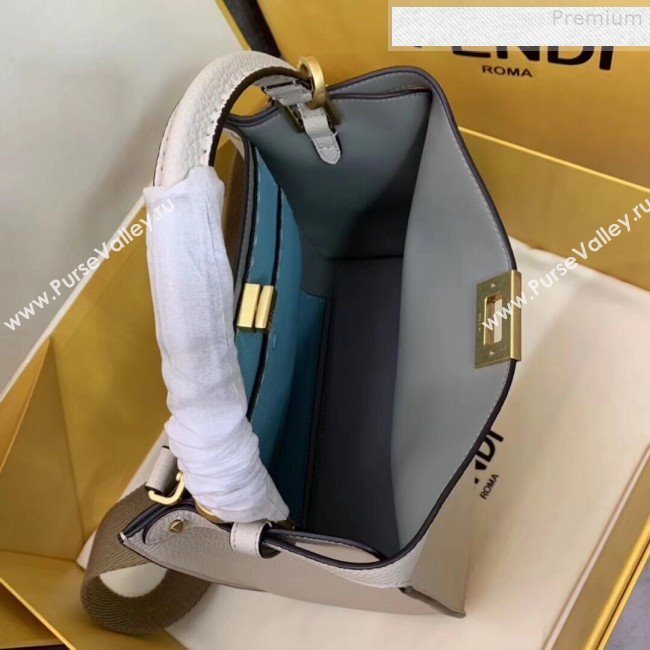 Fendi Peekaboo X-Lite Medium Grained Leather Top Handle Bag White 2019 (AFEI-9080943)