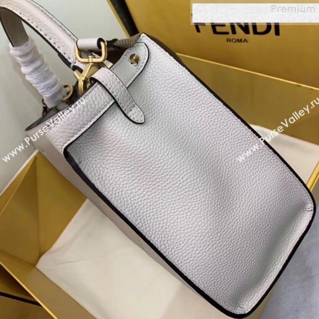 Fendi Peekaboo X-Lite Medium Grained Leather Top Handle Bag White 2019 (AFEI-9080943)