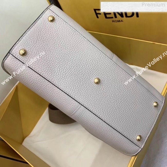 Fendi Peekaboo X-Lite Medium Grained Leather Top Handle Bag White 2019 (AFEI-9080943)