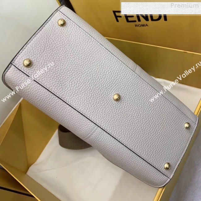 Fendi Peekaboo X-Lite Medium Grained Leather Top Handle Bag Grey 2019 (AFEI-9080945)