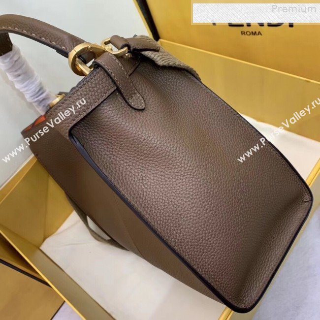 Fendi Peekaboo X-Lite Medium Grained Leather Top Handle Bag Brown 2019 (AFEI-9080944)