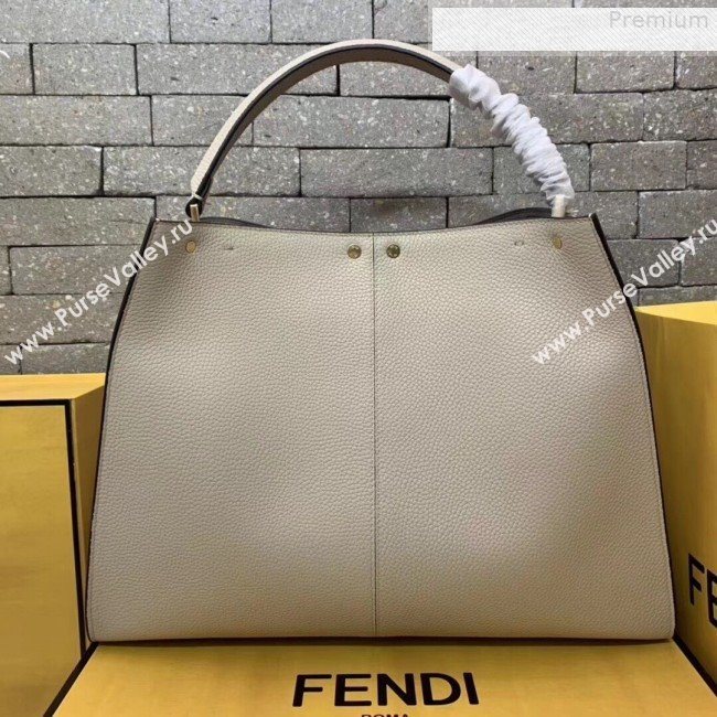 Fendi Peekaboo X-Lite Large Grained Leather Top Handle Bag White 2019 (AFEI-9080947)