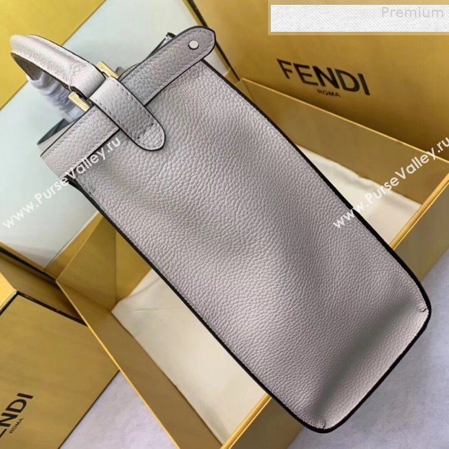 Fendi Peekaboo X-Lite Large Grained Leather Top Handle Bag White 2019 (AFEI-9080947)