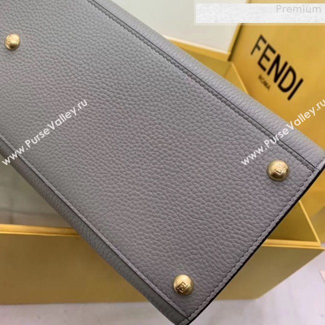 Fendi Peekaboo X-Lite Large Grained Leather Top Handle Bag Grey 2019 (AFEI-9080948)