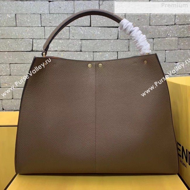 Fendi Peekaboo X-Lite Large Grained Leather Top Handle Bag Brown 2019 (AFEI-9080949)