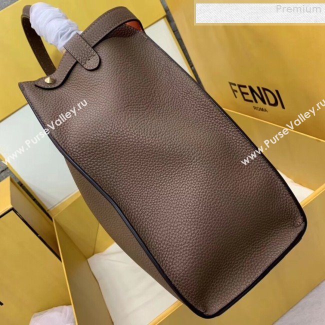 Fendi Peekaboo X-Lite Large Grained Leather Top Handle Bag Brown 2019 (AFEI-9080949)