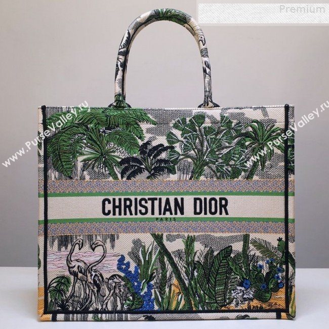 Dior Book Tote Large Bag in Green Leaf Tropicalia Embroidered Canvas 2019 (BINF-9080950)