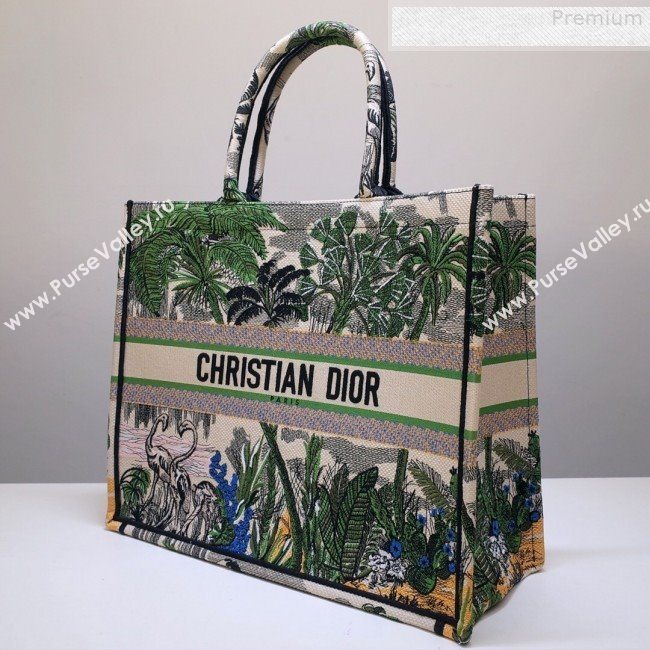 Dior Book Tote Large Bag in Green Leaf Tropicalia Embroidered Canvas 2019 (BINF-9080950)