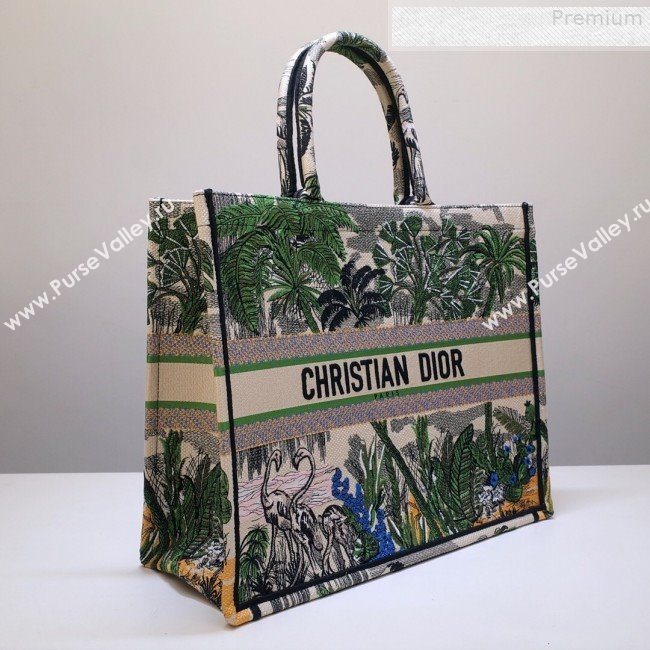 Dior Book Tote Large Bag in Green Leaf Tropicalia Embroidered Canvas 2019 (BINF-9080950)