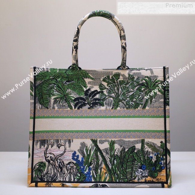 Dior Book Tote Large Bag in Green Leaf Tropicalia Embroidered Canvas 2019 (BINF-9080950)