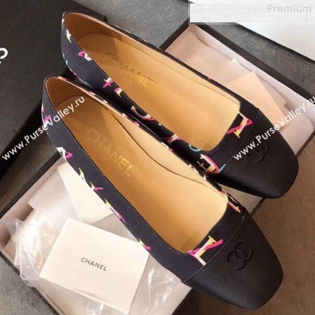 Chanel Print Canvas Square Top Open Flat Ballerinas 2019 (EM-9081010)