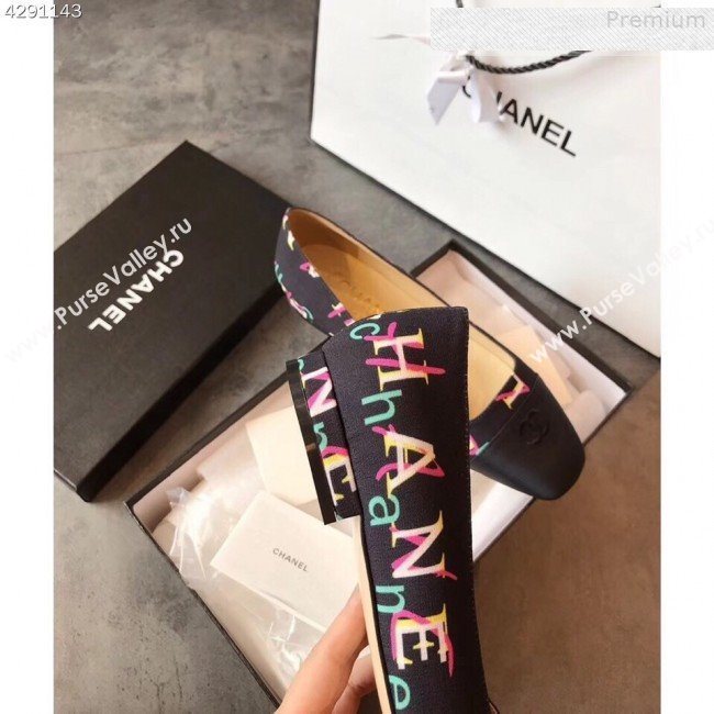 Chanel Print Canvas Square Top Open Flat Ballerinas 2019 (EM-9081010)