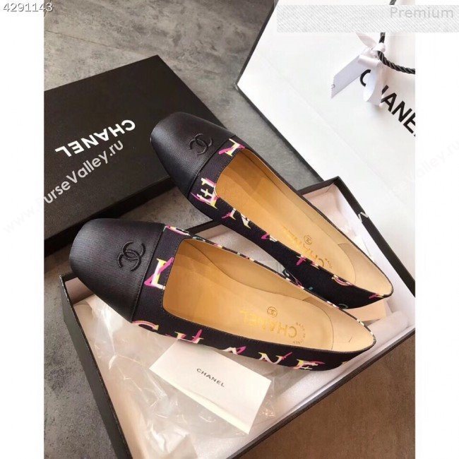 Chanel Print Canvas Square Top Open Flat Ballerinas 2019 (EM-9081010)