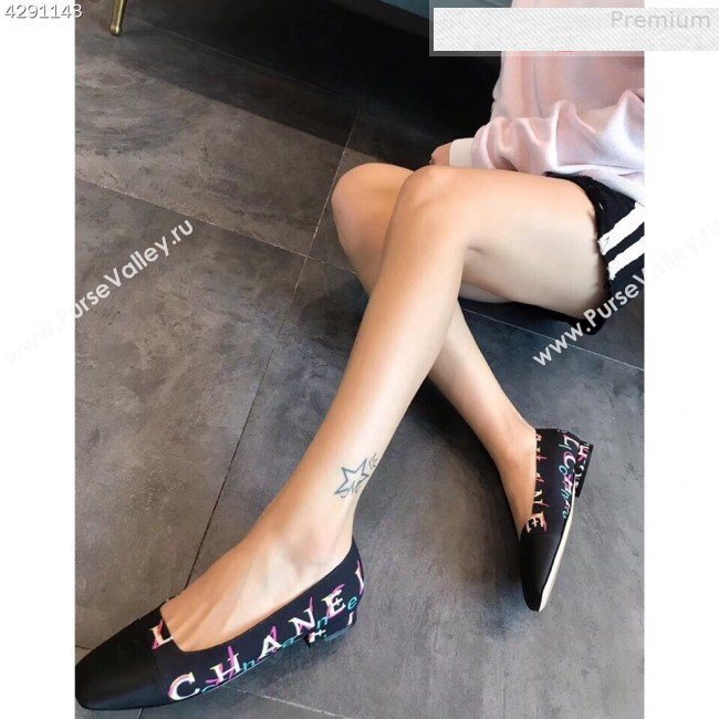 Chanel Print Canvas Square Top Open Flat Ballerinas 2019 (EM-9081010)