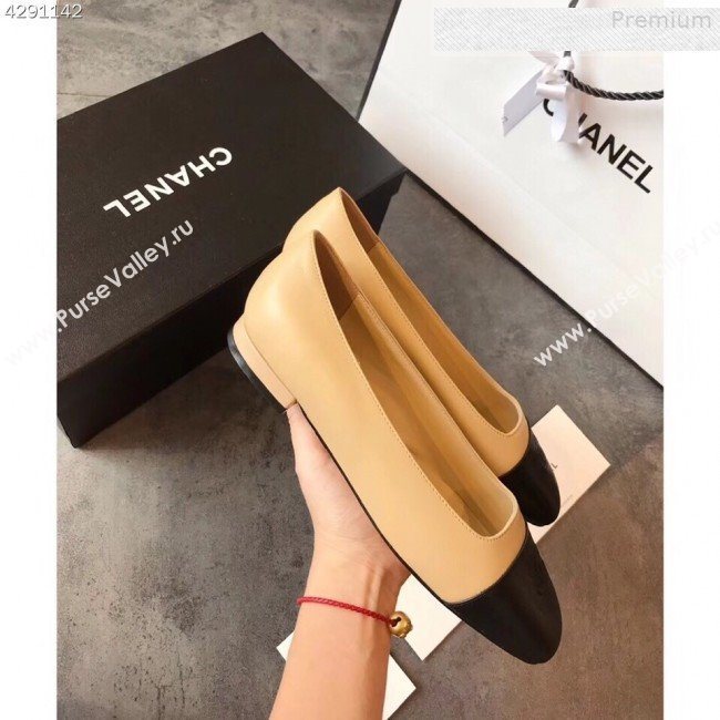 Chanel Lambskin Square Top Open Flat Ballerinas Beige 2019 (EM-9081009)