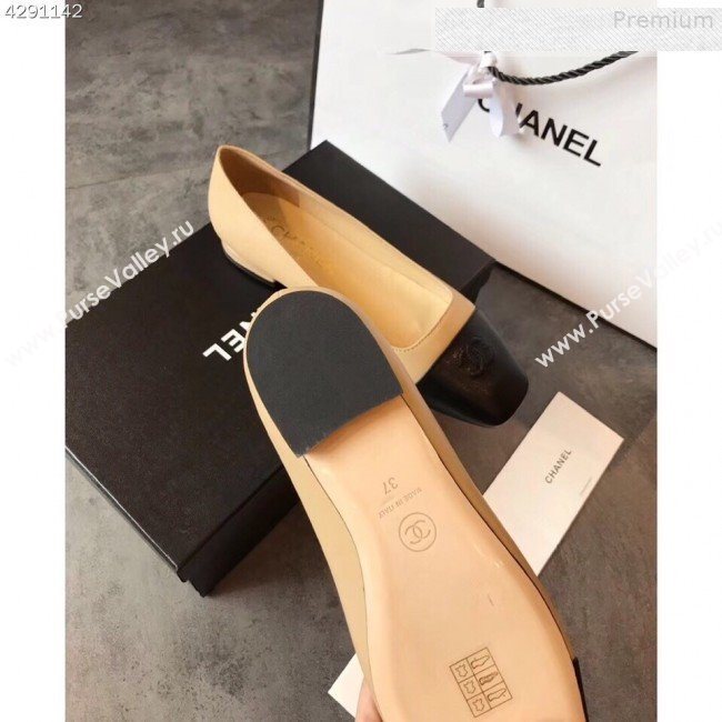 Chanel Lambskin Square Top Open Flat Ballerinas Beige 2019 (EM-9081009)