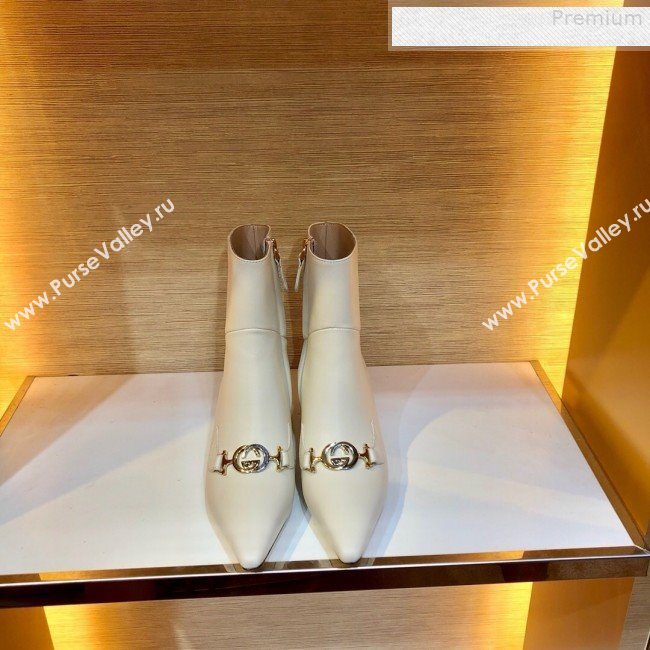 Gucci Zumi Leather Heel Short Boot 577157 White 2019 (SIYA-9081016)