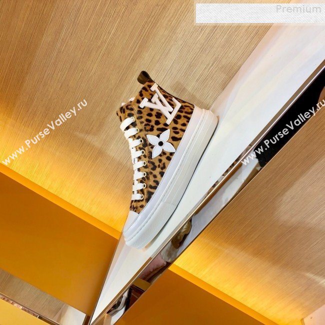 Louis Vuitton Stellar Leopard Print High-top Sneakers 1A5NPO 2019 (For Women and Men) (SIYA-9081210)