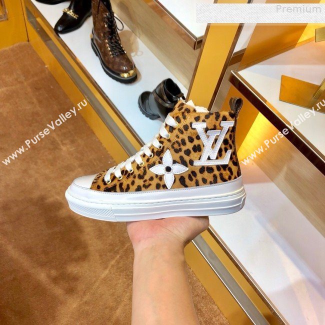 Louis Vuitton Stellar Leopard Print High-top Sneakers 1A5NPO 2019 (For Women and Men) (SIYA-9081210)