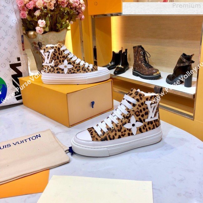 Louis Vuitton Stellar Leopard Print High-top Sneakers 1A5NPO 2019 (For Women and Men) (SIYA-9081210)