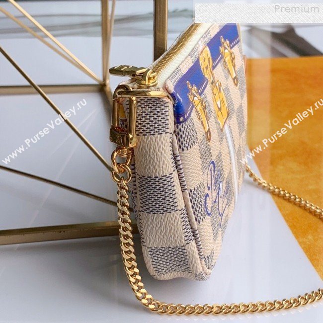 Louis Vuitton Christmas Mini Pochette Accessoires Pouch in Damier Azur Canvas N58010 2019 (Fang-9080907)