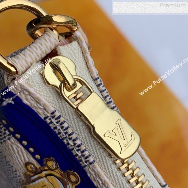 Louis Vuitton Christmas Mini Pochette Accessoires Pouch in Damier Azur Canvas N58010 2019 (Fang-9080907)