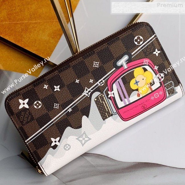 Louis Vuitton Christmas Print Zippy Long Wallet in Damier Ebene Canvas N60015 2019 (Fang-9080910)