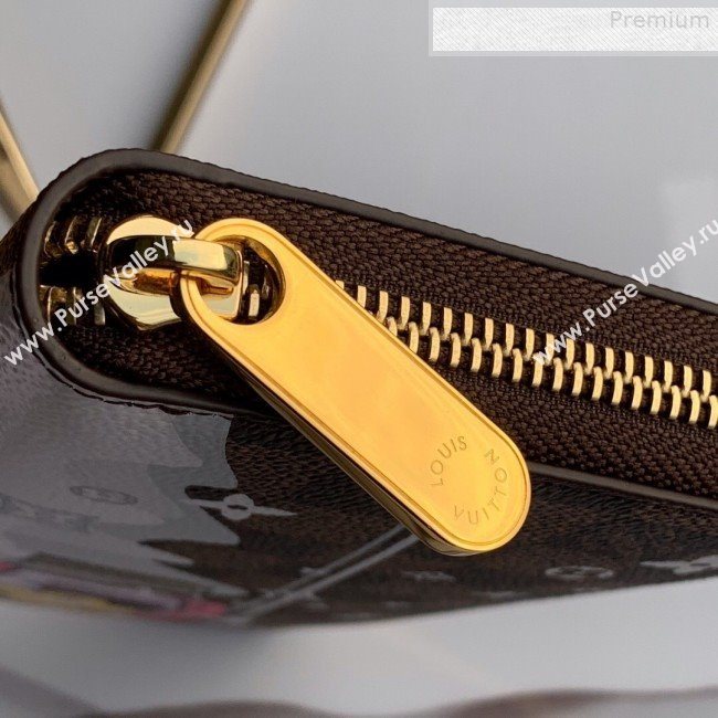 Louis Vuitton Christmas Print Zippy Long Wallet in Damier Ebene Canvas N60015 2019 (Fang-9080910)