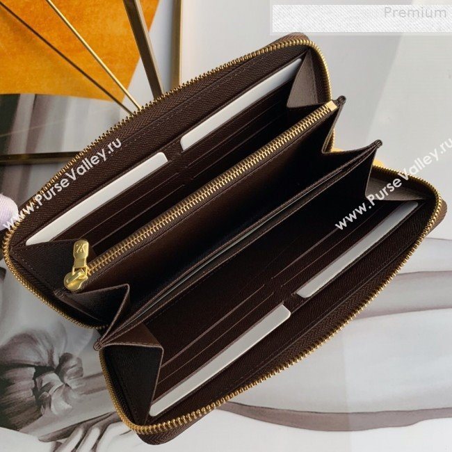 Louis Vuitton Christmas Print Zippy Long Wallet in Damier Ebene Canvas N60015 2019 (Fang-9080910)