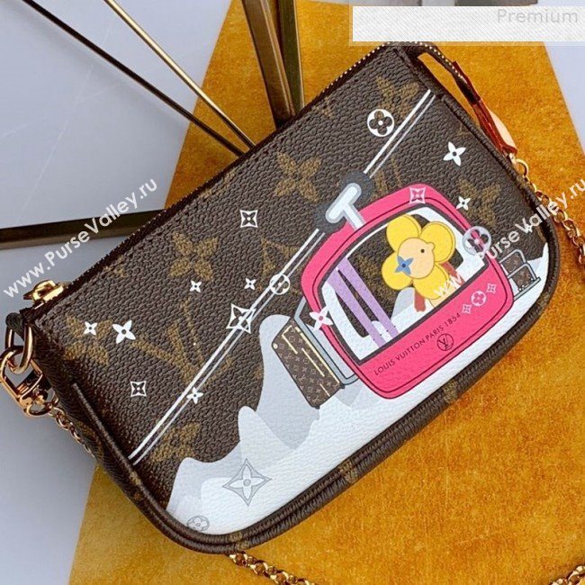 Louis Vuitton Christmas Print Mini Pochette Accessoires Pouch in Monogram Canvas M58009 2019 (Fang-9080908)