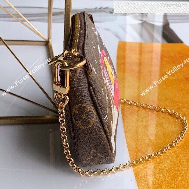 Louis Vuitton Christmas Print Mini Pochette Accessoires Pouch in Monogram Canvas M58009 2019 (Fang-9080908)