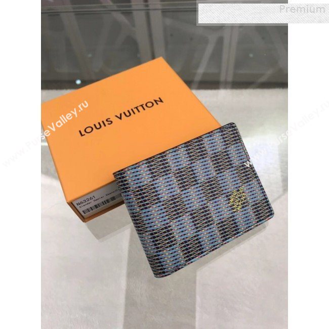 Louis Vuitton LV Damier Pop Slender Wallet N63261 Blue 2019 (GAOS-9080912)