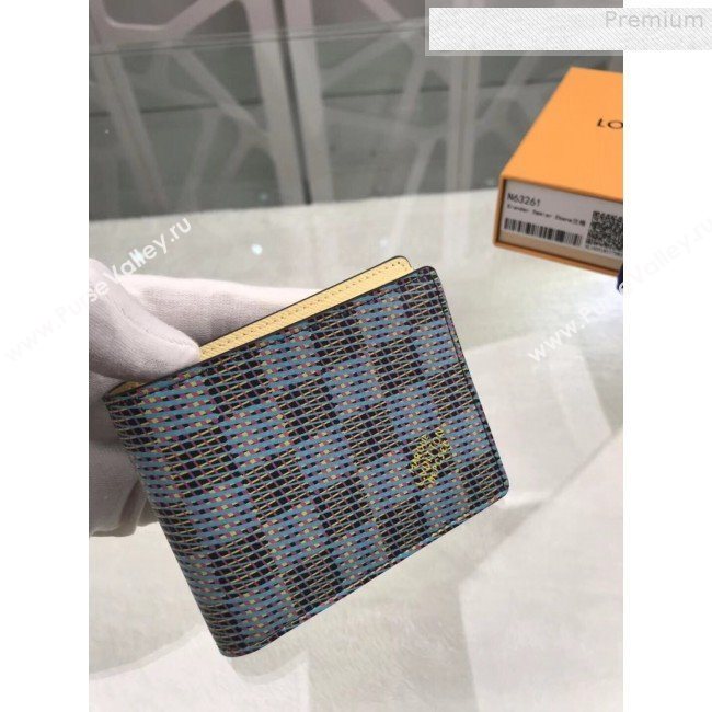 Louis Vuitton LV Damier Pop Slender Wallet N63261 Blue 2019 (GAOS-9080912)