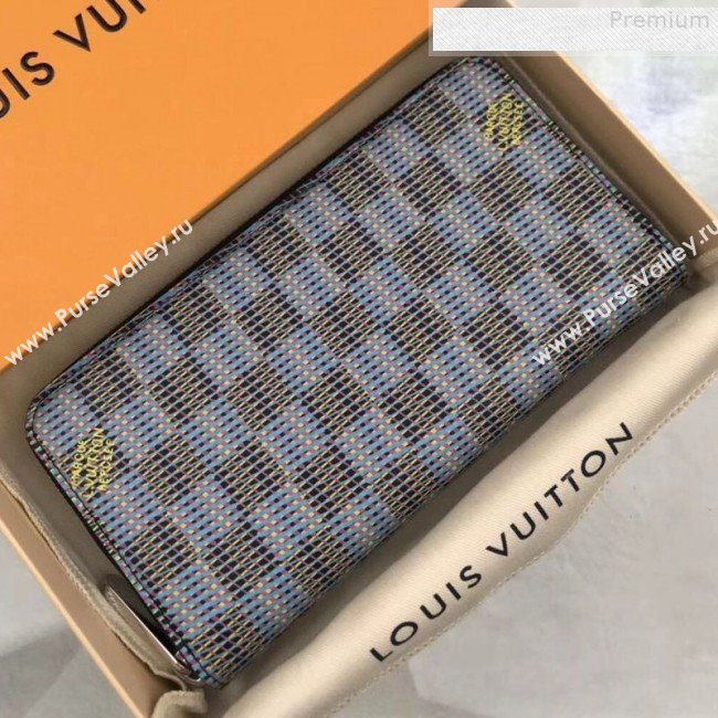 Louis Vuitton LV Damier Pop Zippy Long Wallet N68662 Blue 2019 (GAOS-9080920)
